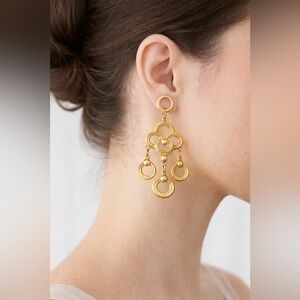 Vintage Statement Gold Tone Dangle Earrings – Marked 5046 💛💛